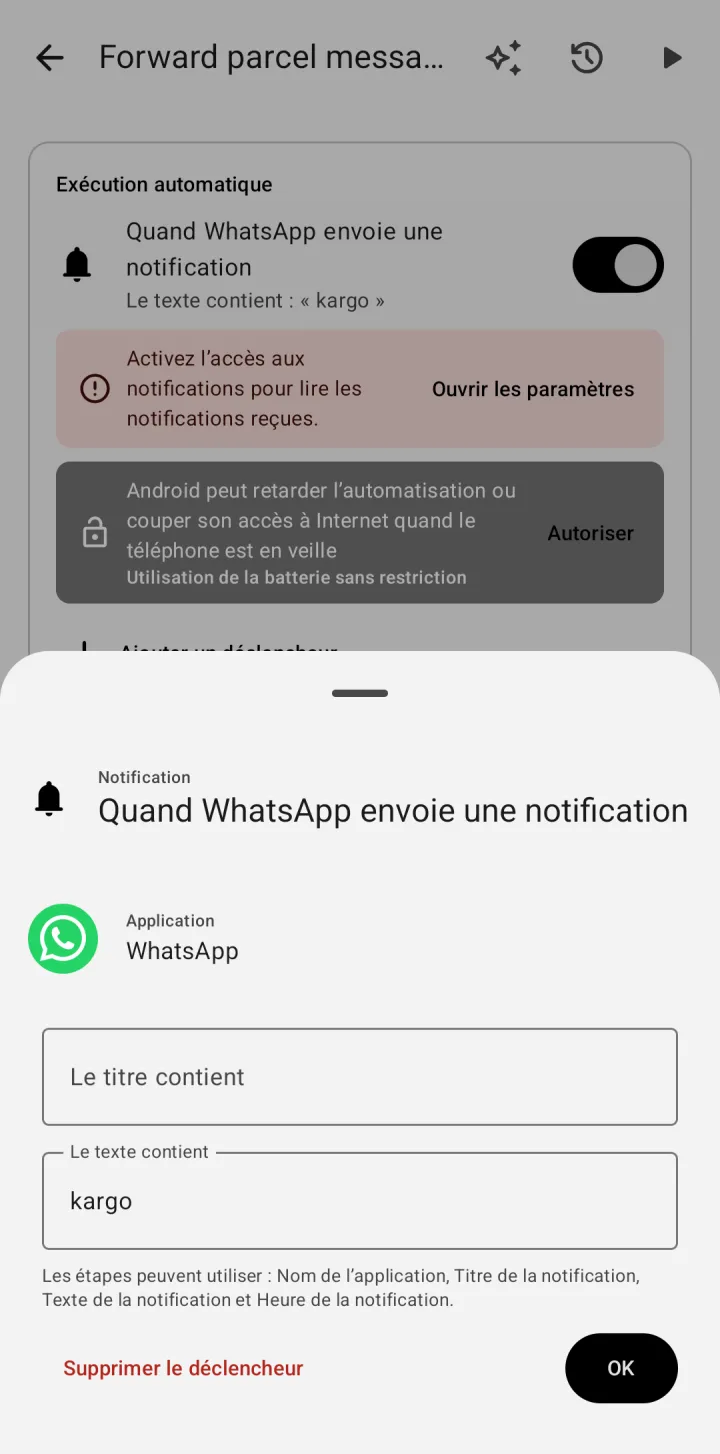 Le déclencheur d’une automatisation et ce qu’il lui faut encore